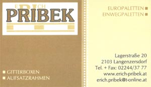 Visitenkarte des Erich Pribek Unternehmens