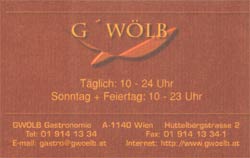 Visitenkarten der Gastronomie G'wölb